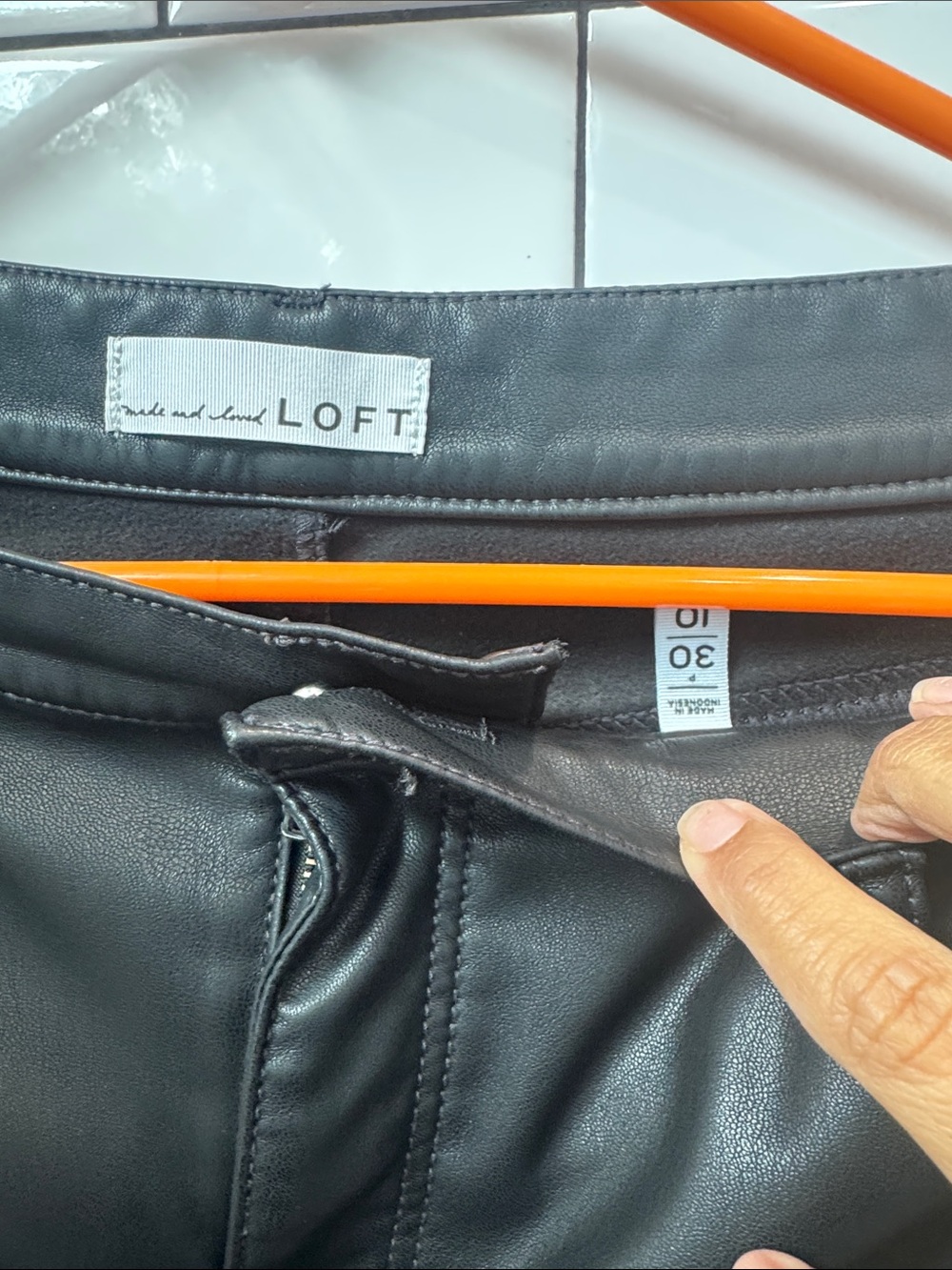 LOFT Black Faux Leather Straight-Leg Trousers - Picture 5 of 5